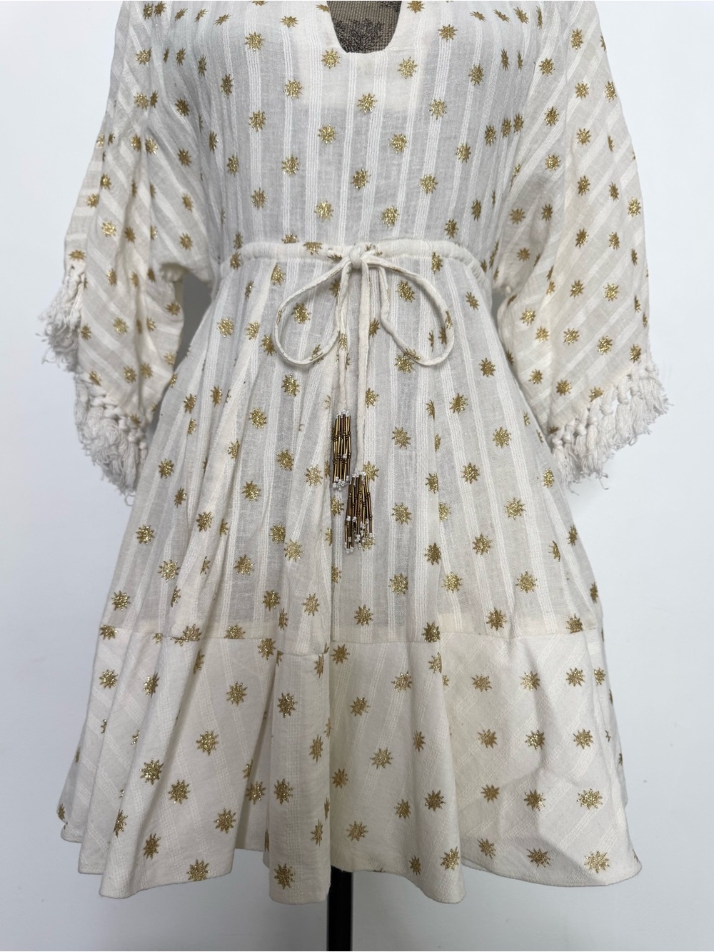 Revolve SUNDRESS Candy Dress Dubai Coconut Boho Beach Gold Star Mini Dress XS/S - Picture 4 of 16